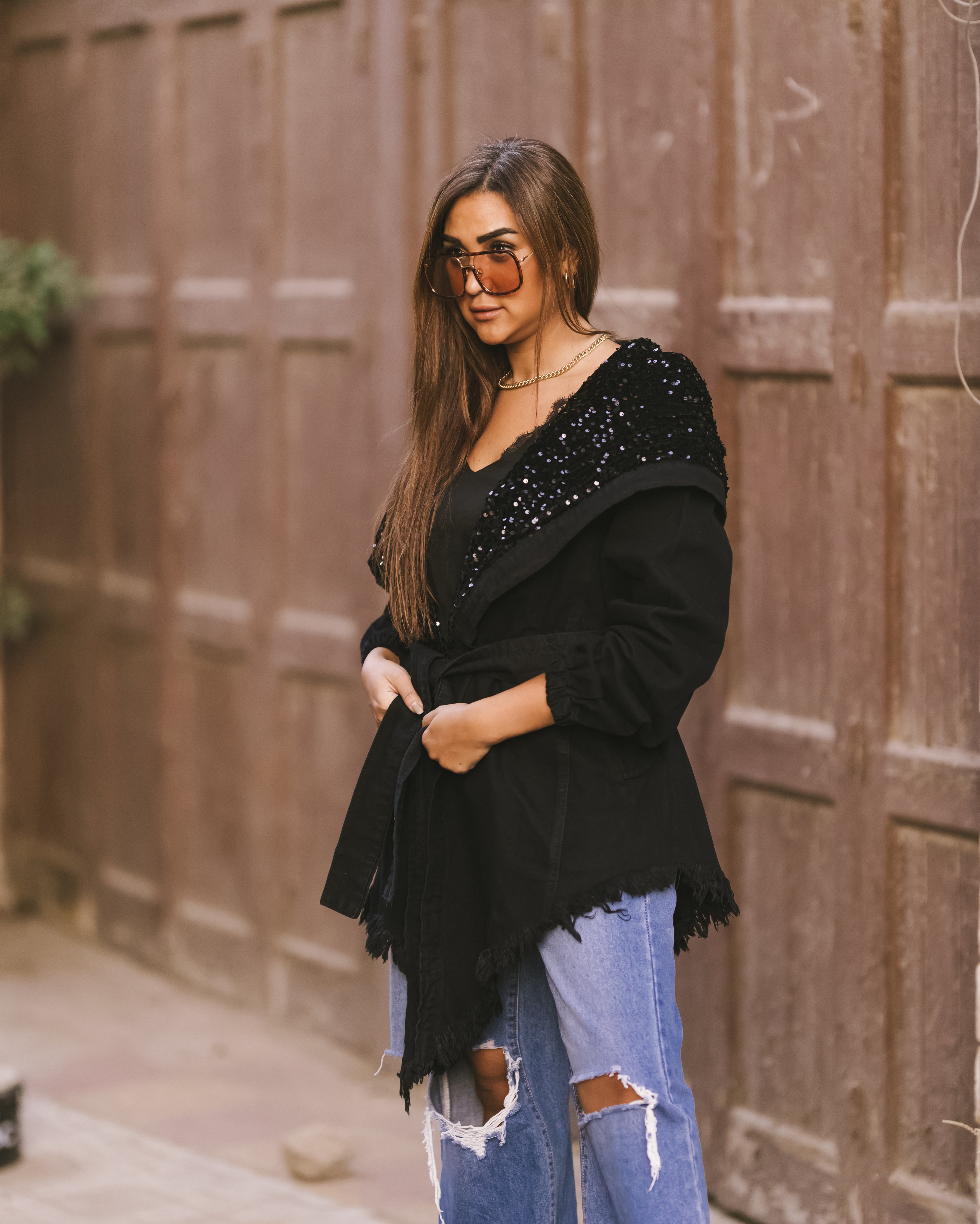 Black on Black Hooded denim