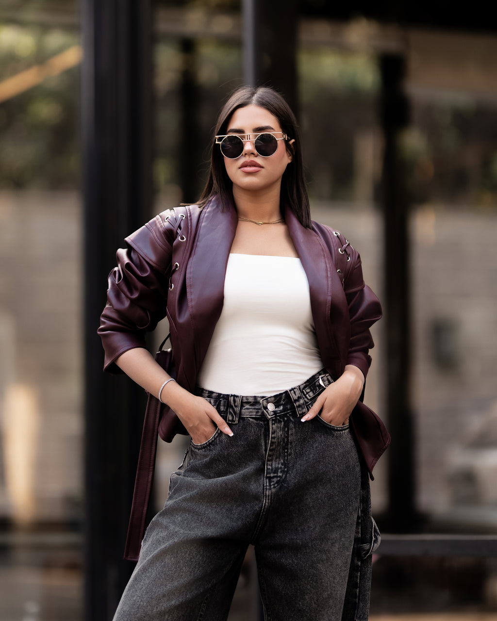 Retro classic leather Burgundy