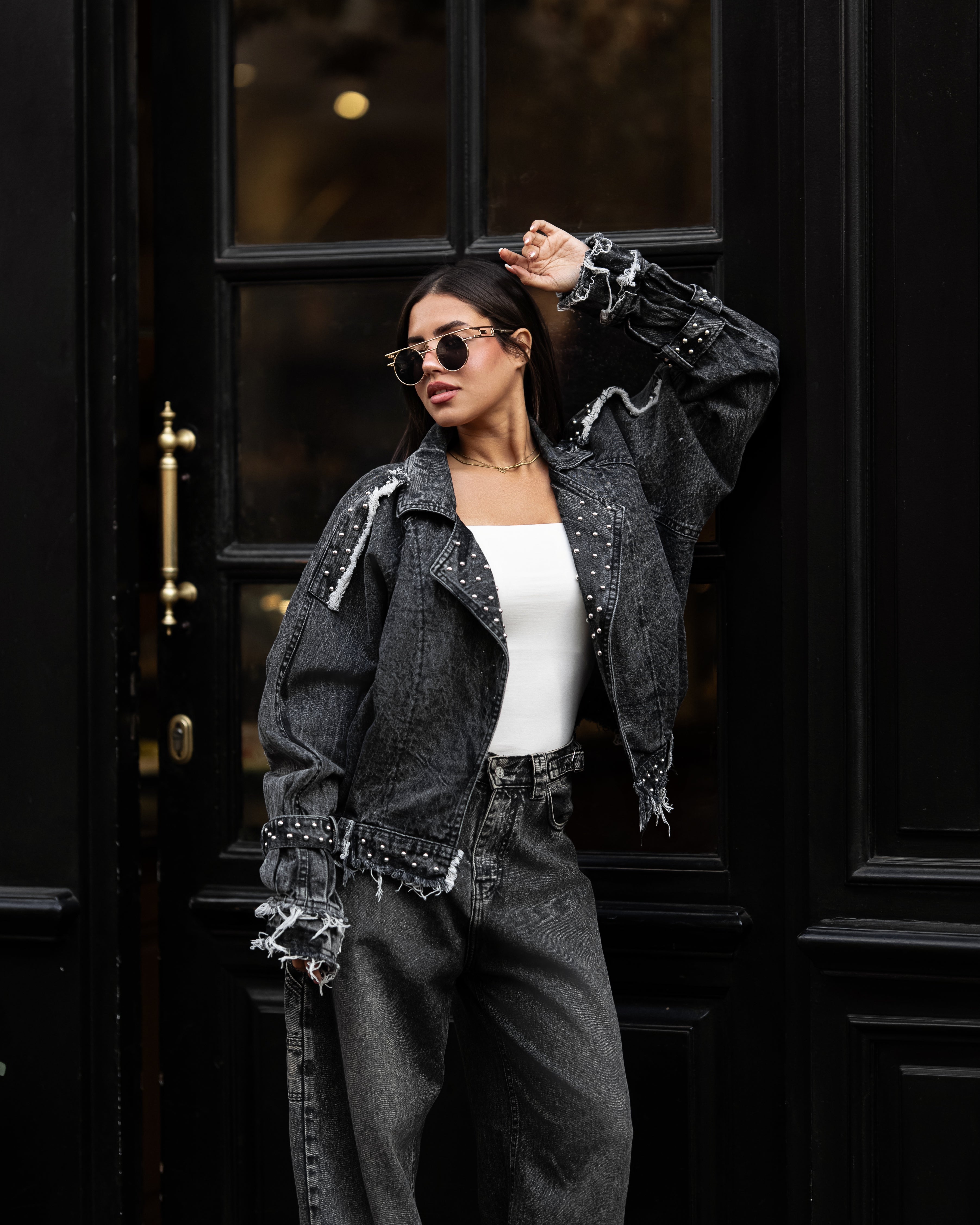 Rock star Grey washed denim