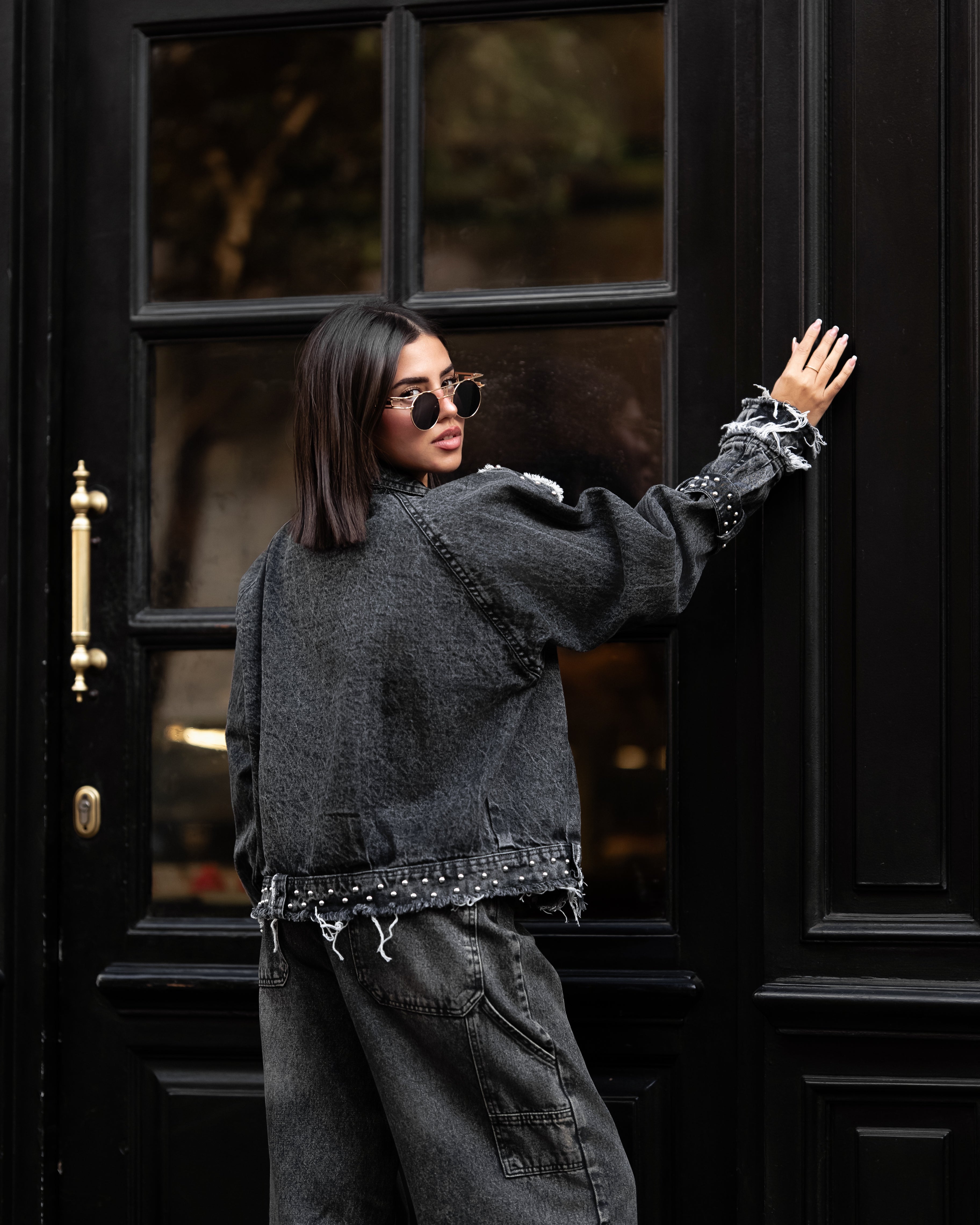 Rock star Grey washed denim