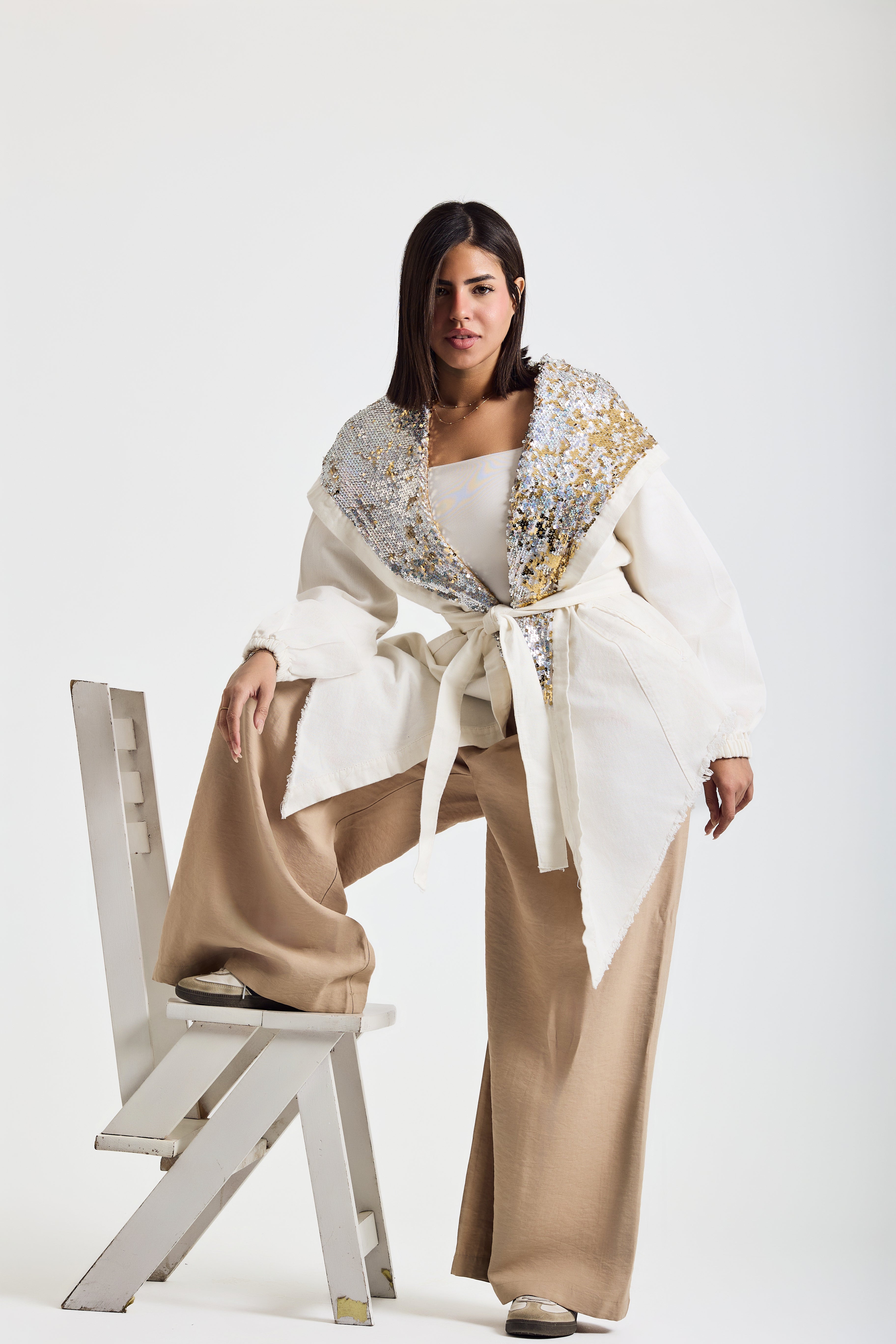 White X Gold Hooded Denim