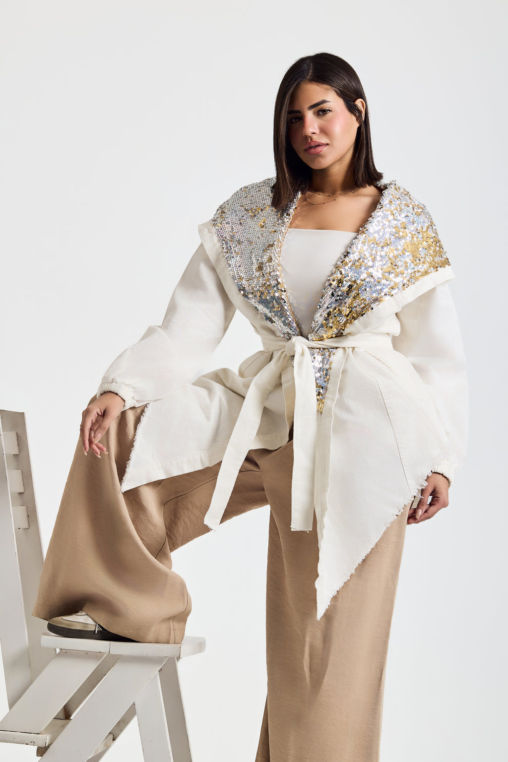 White X Gold Hooded Denim