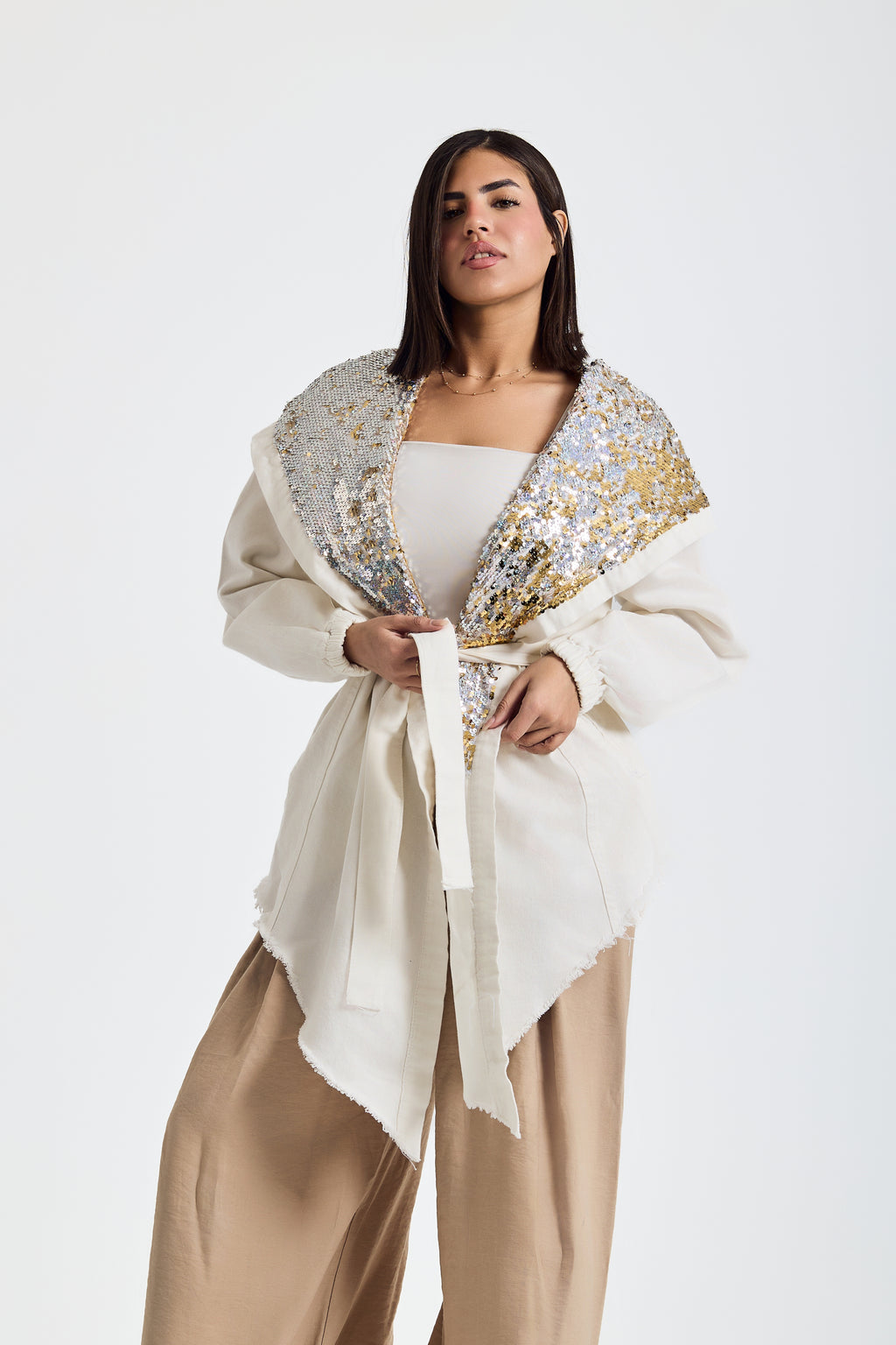 White X Gold Hooded Denim