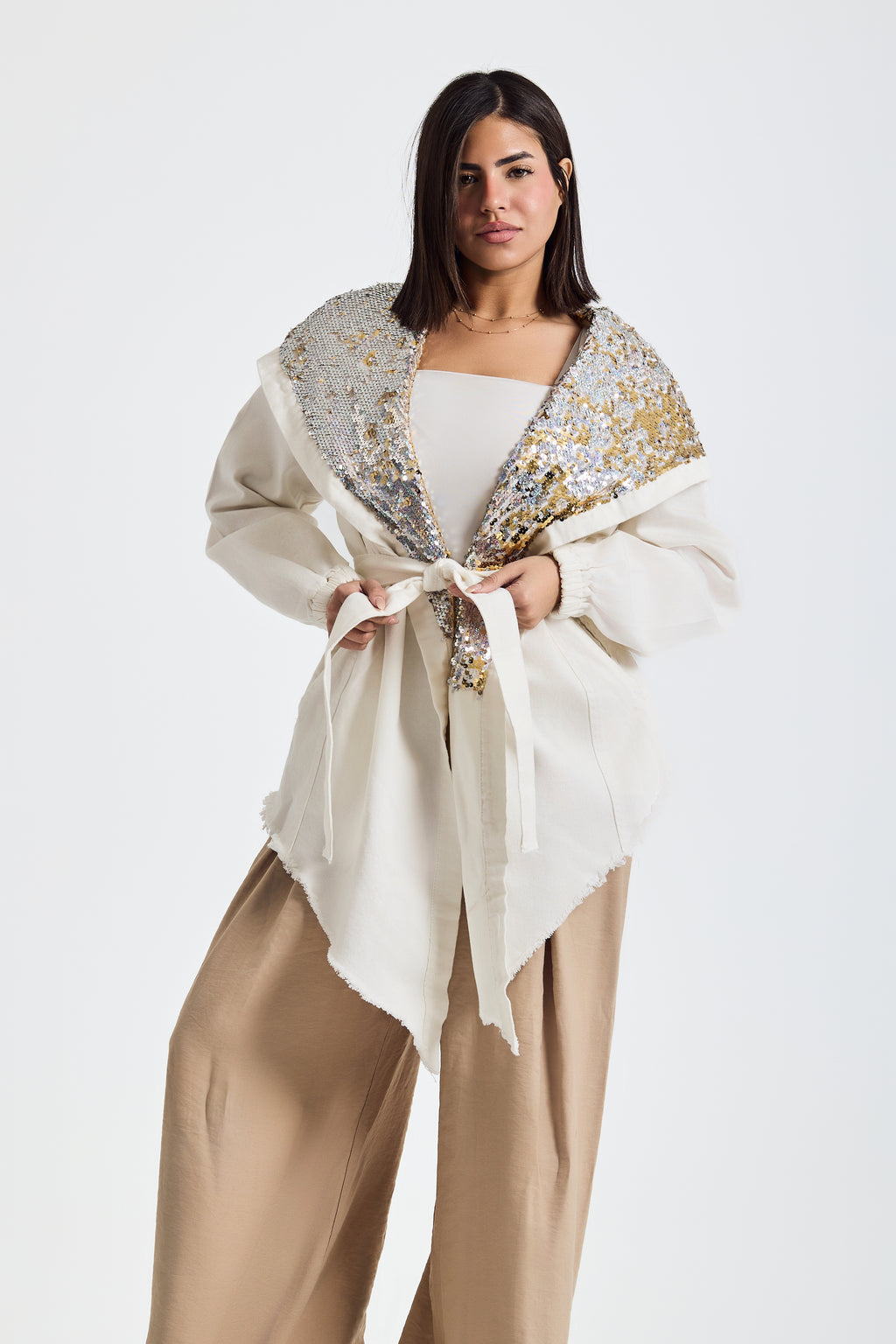 White X Gold Hooded Denim