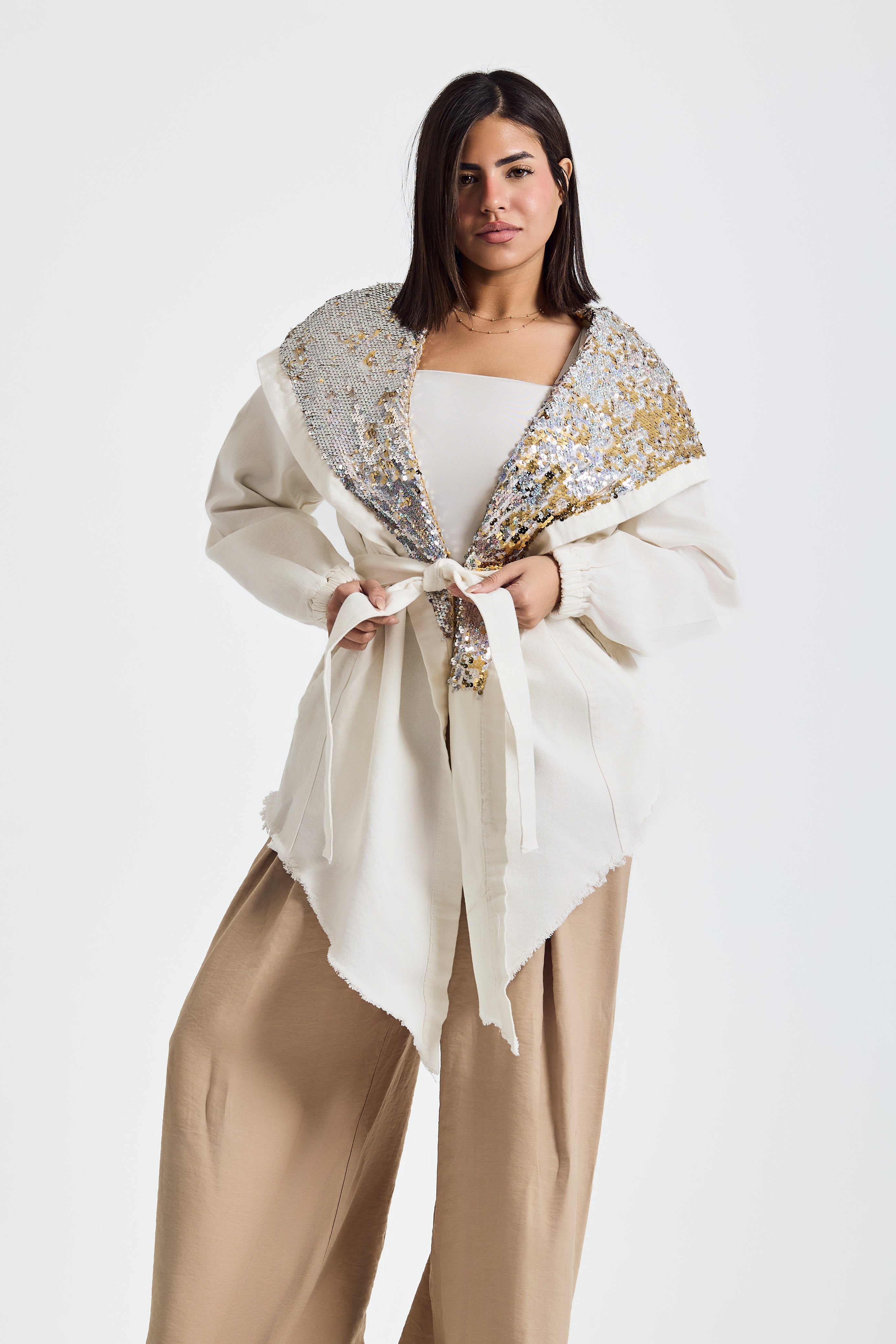 White X Gold Hooded Denim