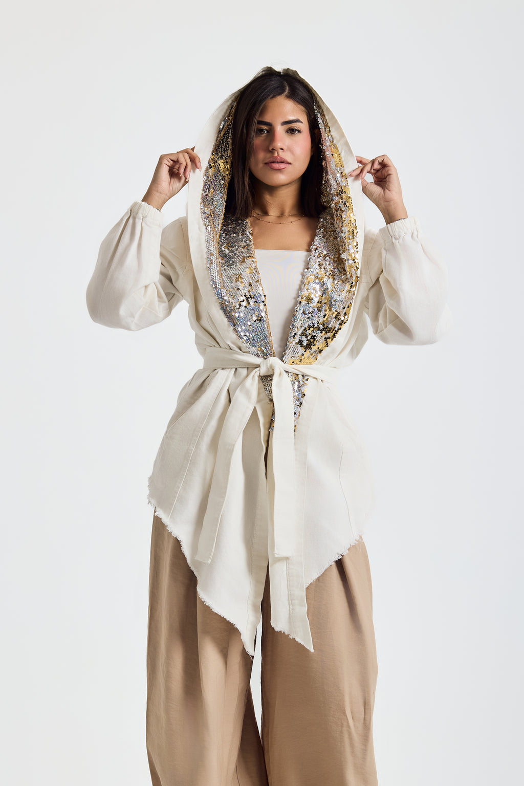 White X Gold Hooded Denim