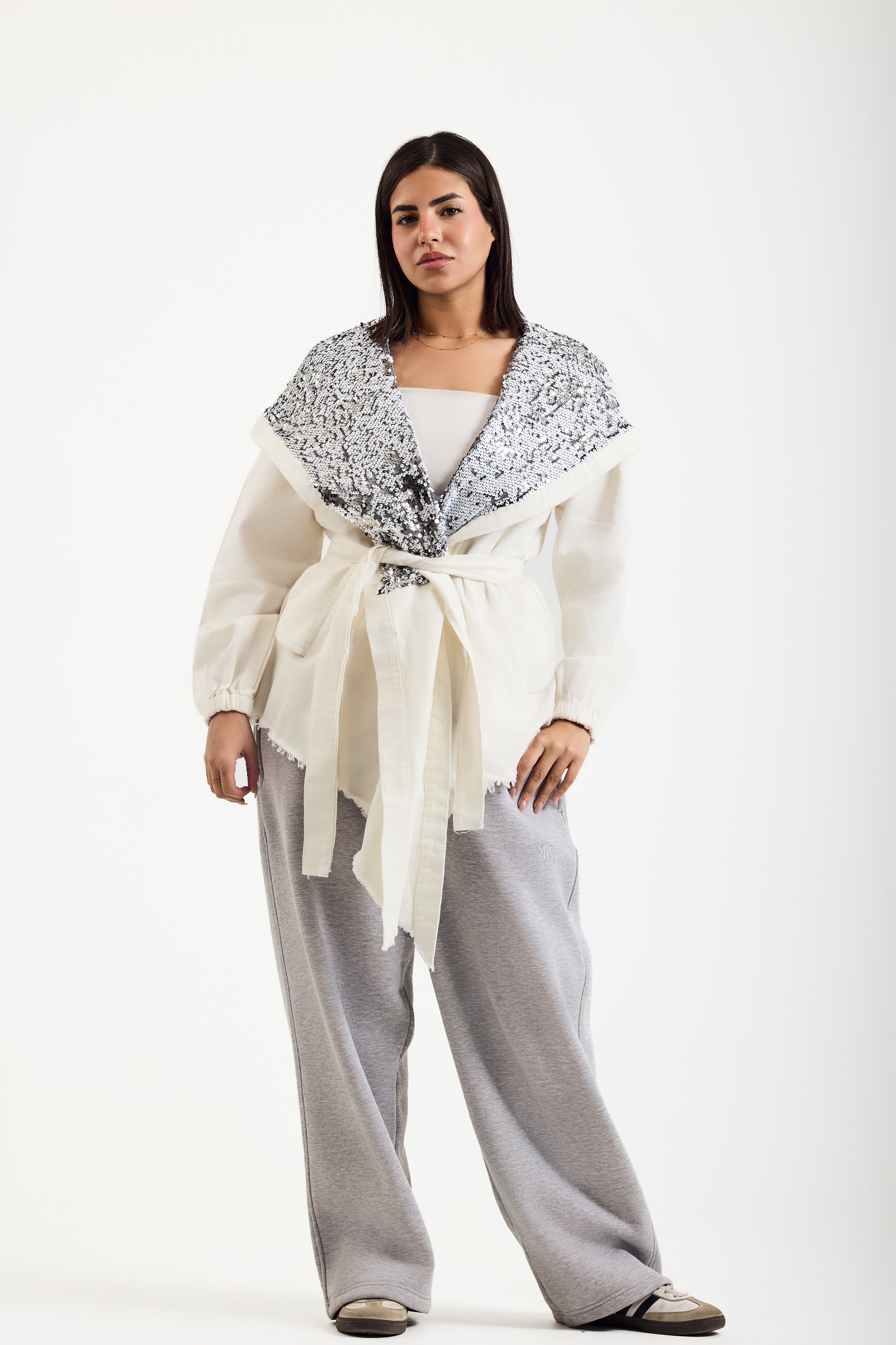 White X Silver Hooded Denim