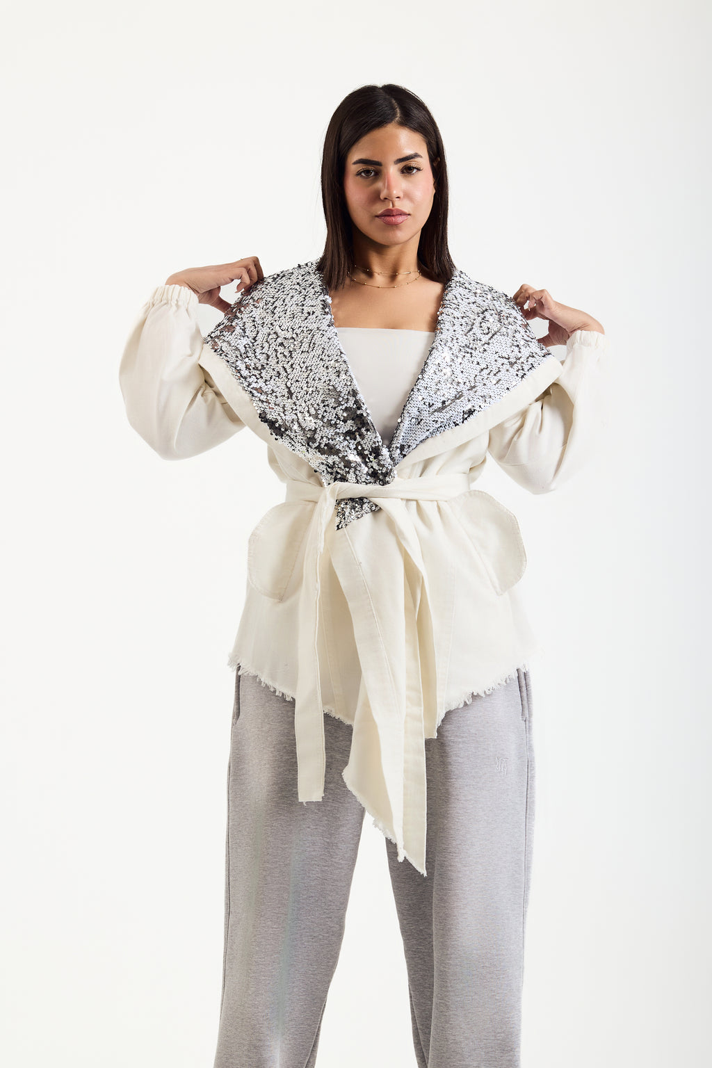 White X Silver Hooded Denim