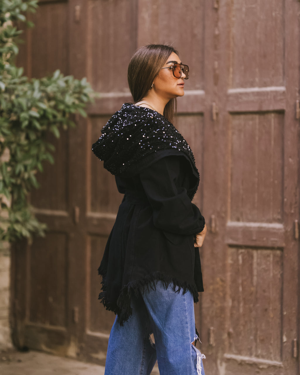 Black on Black Hooded denim