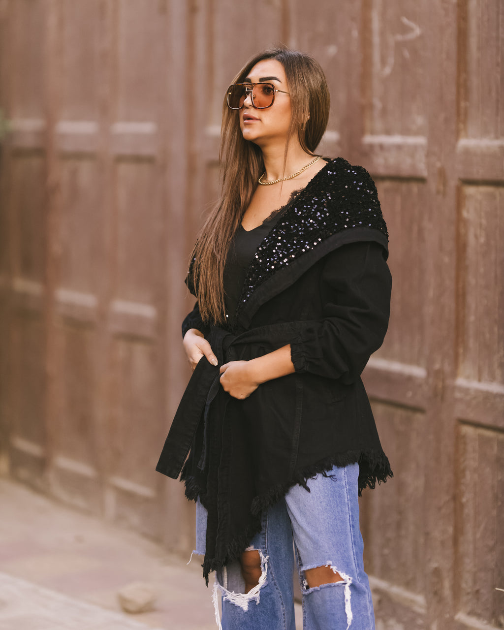 Black on Black Hooded denim