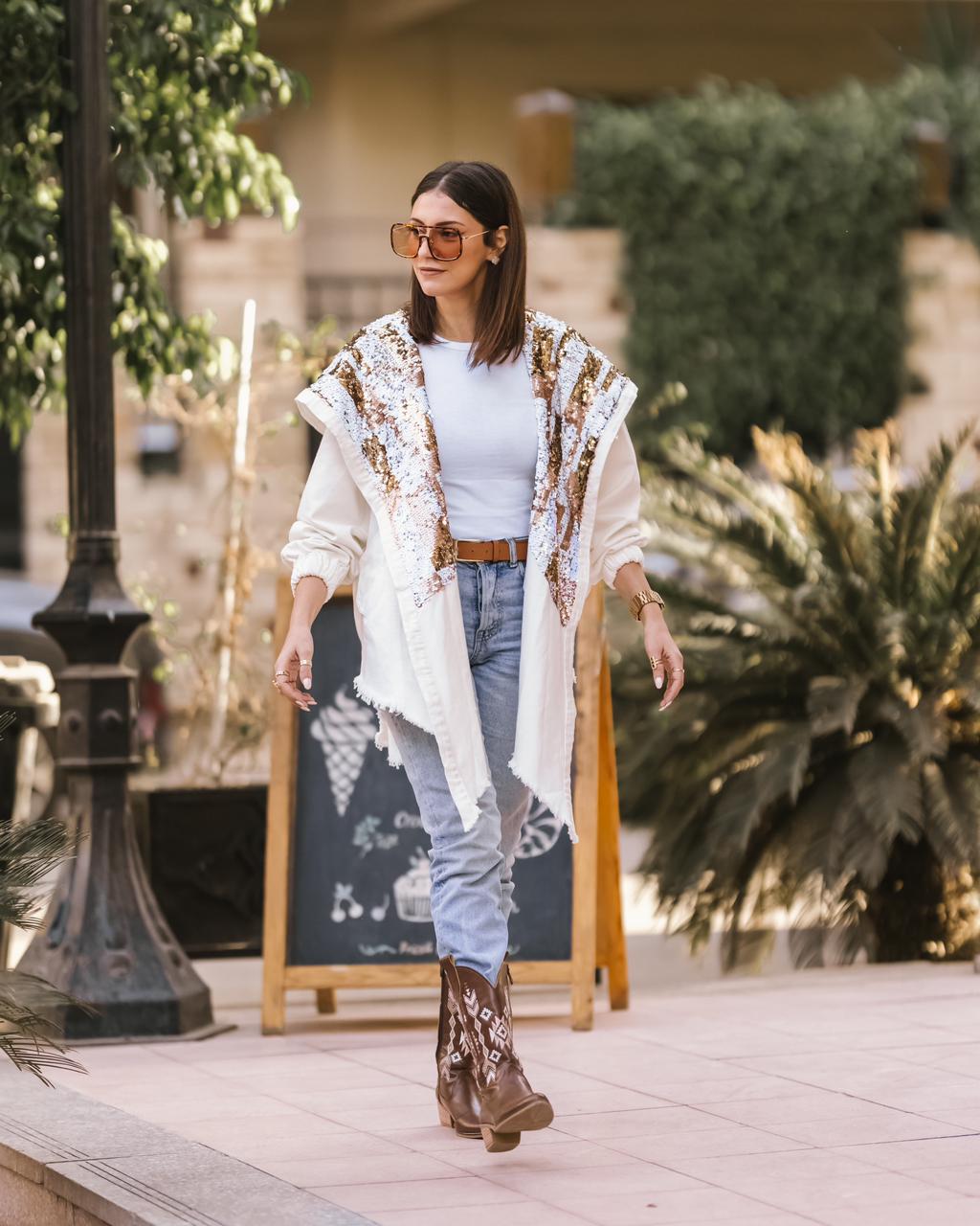 White X Brown Hooded Denim