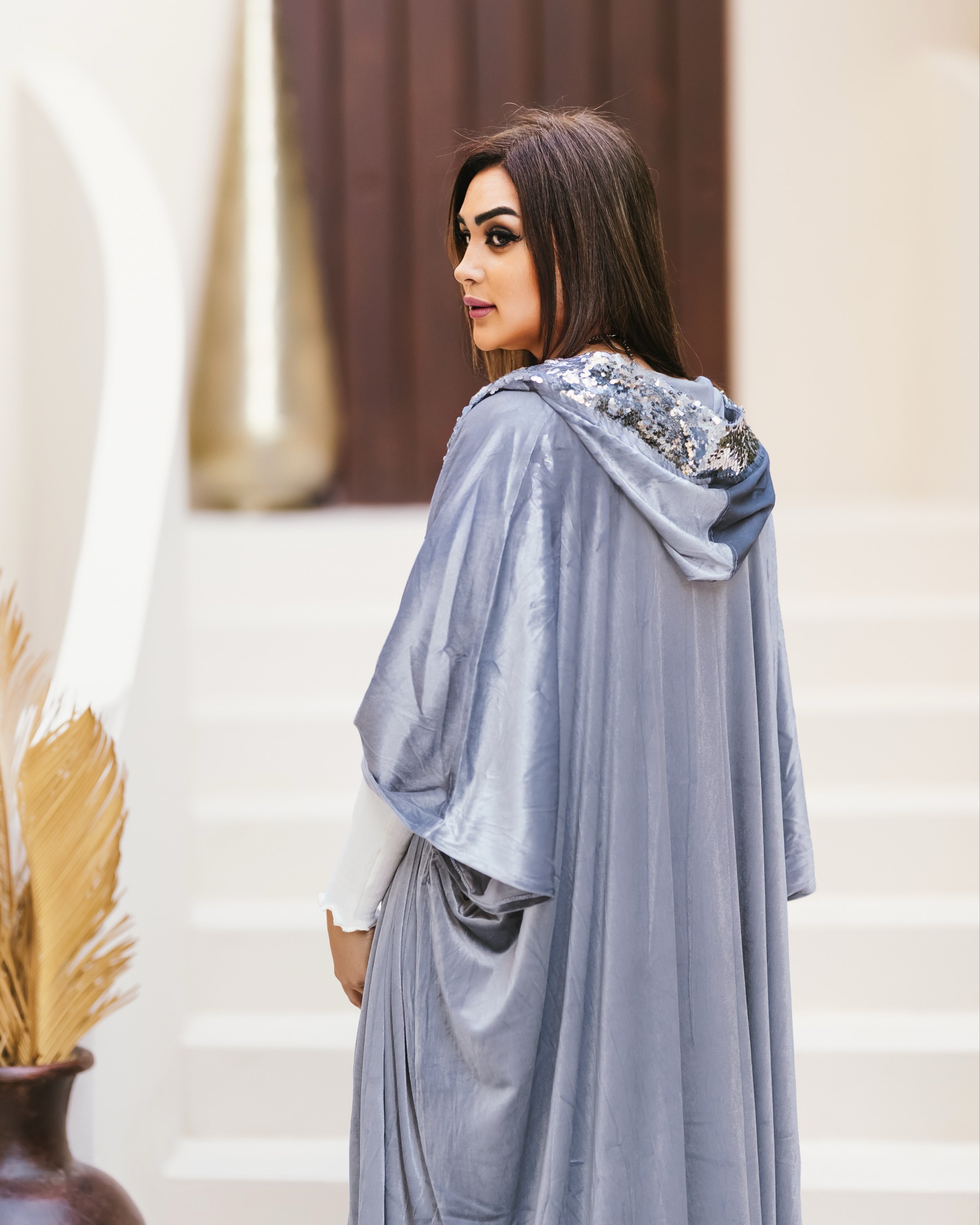 Sequined Hooded Kaftan