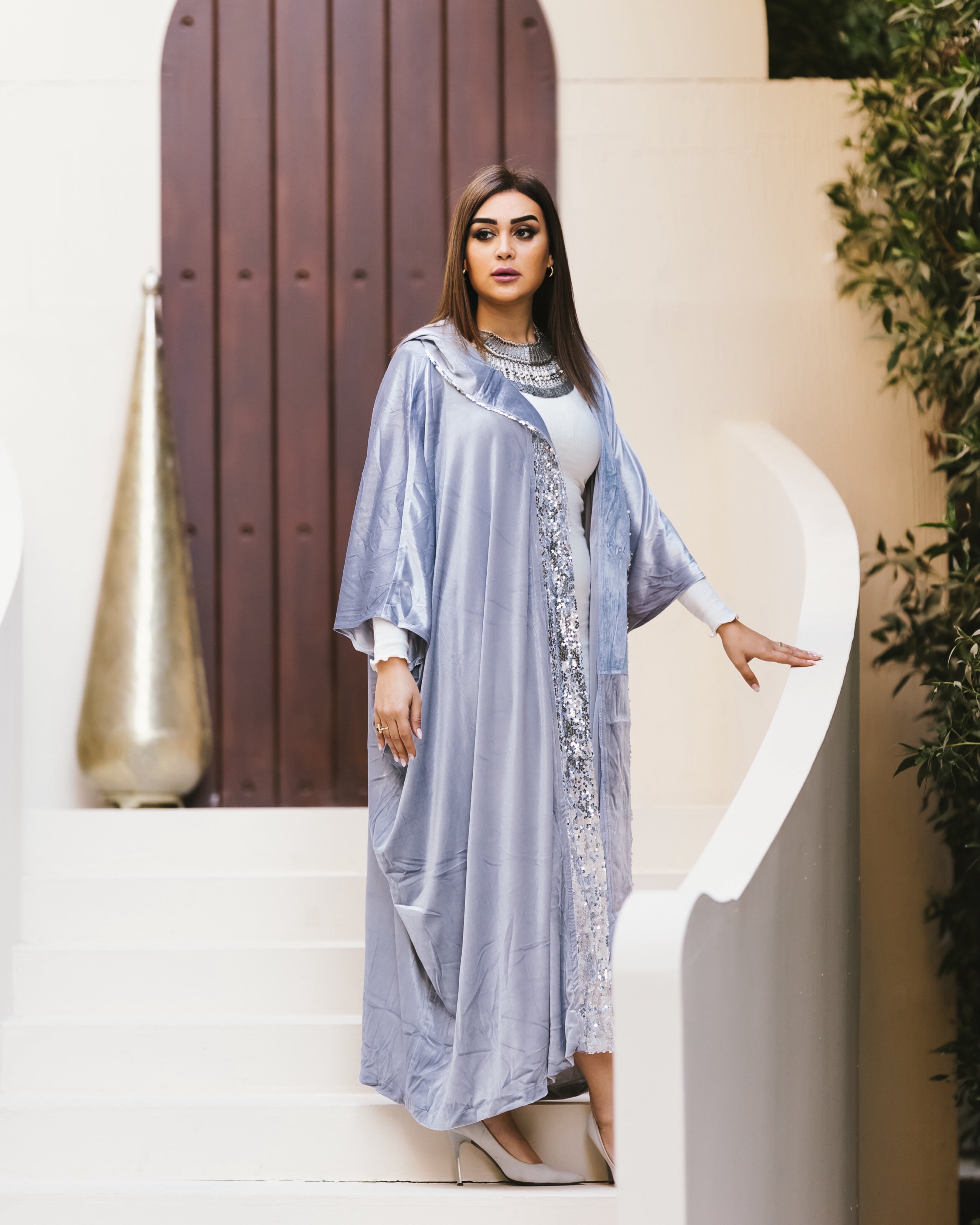Sequined Hooded Kaftan