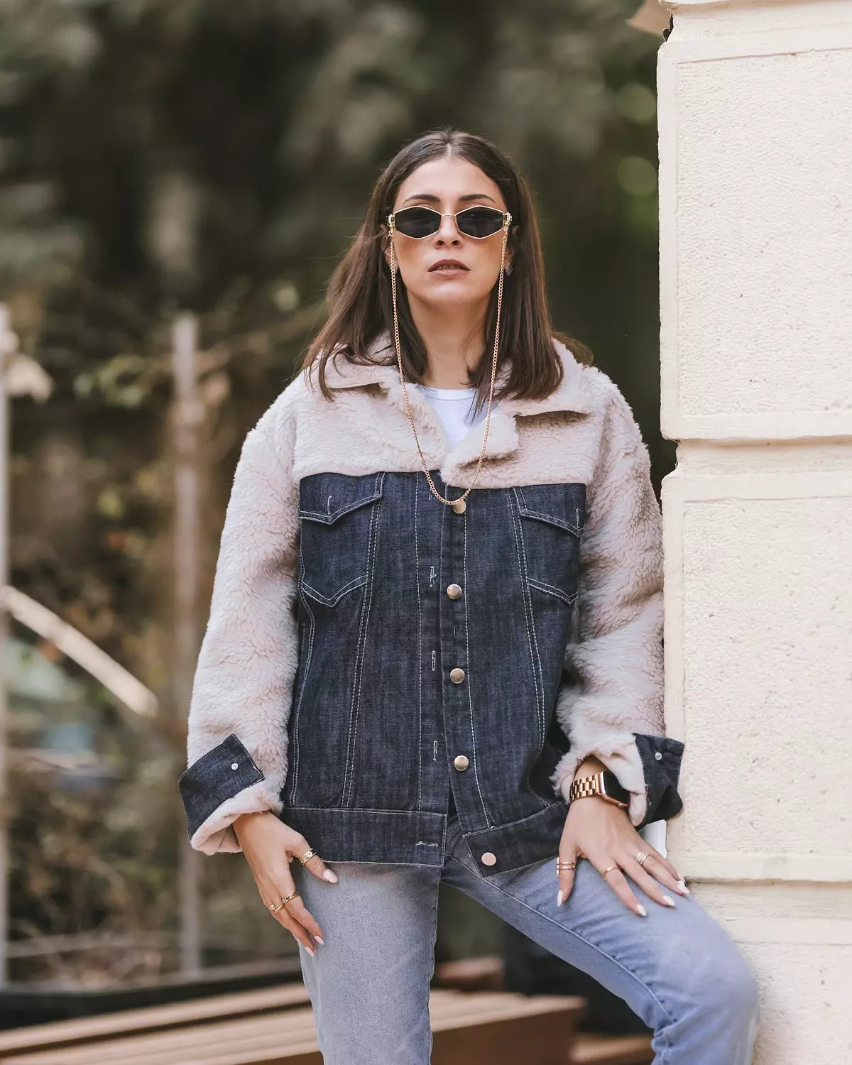 teddy bear denim fur